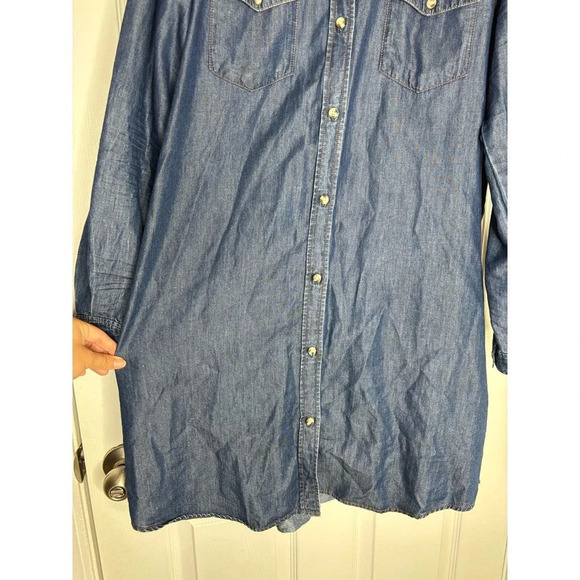 French Connection Chambray long sleeve shirt button up dress - Picture 5 of 11